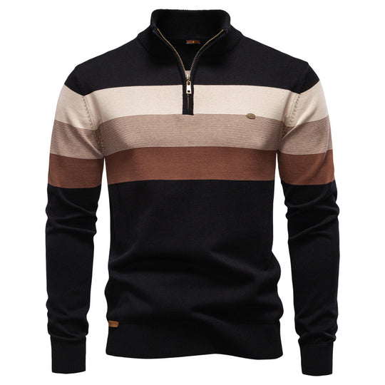 Herren Sweatpullover mit modernem Kurzreißverschluss und stilvollen Farbblockstreifen EB