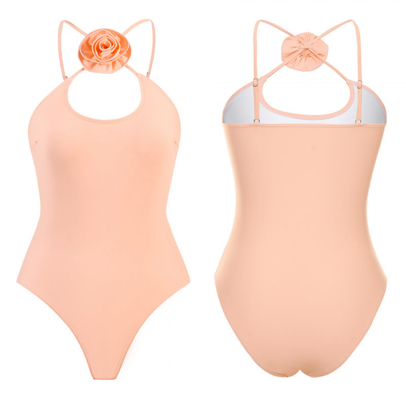 Damen Einteiler Badeanzug mit floralem Dekor und keyhole Ausschnitt EB