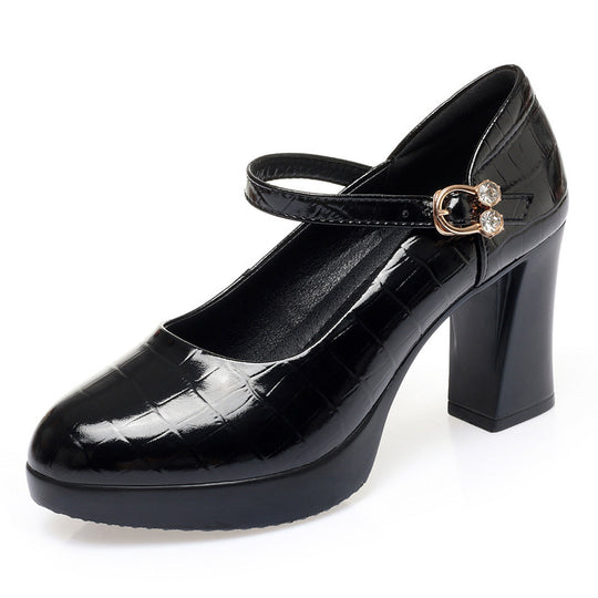 Damen Mary Jane Pumps mit Riemchen und elegantem Blockabsatz EB