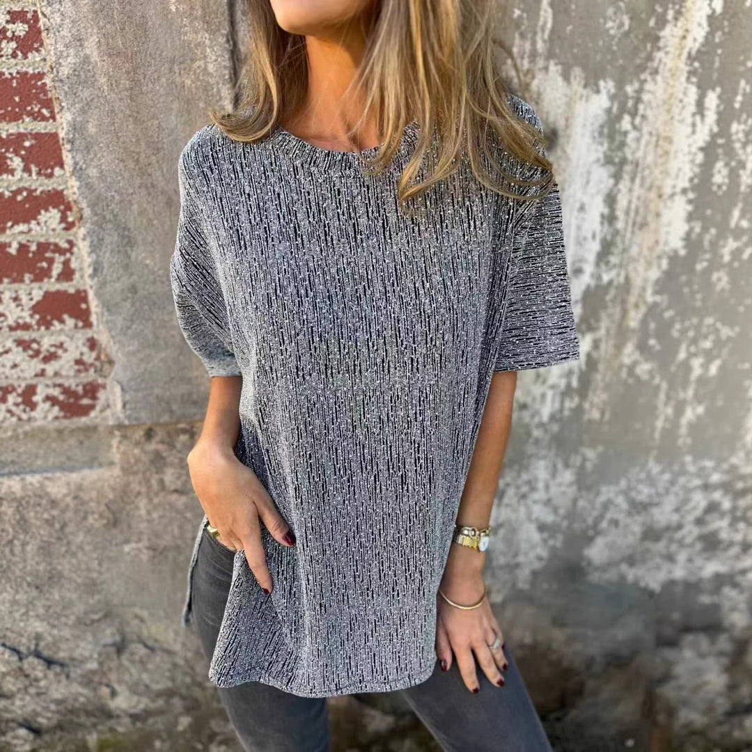 Damen Oversized T-Shirt mit Glitzersteinchen und lässigem Schnitt EB