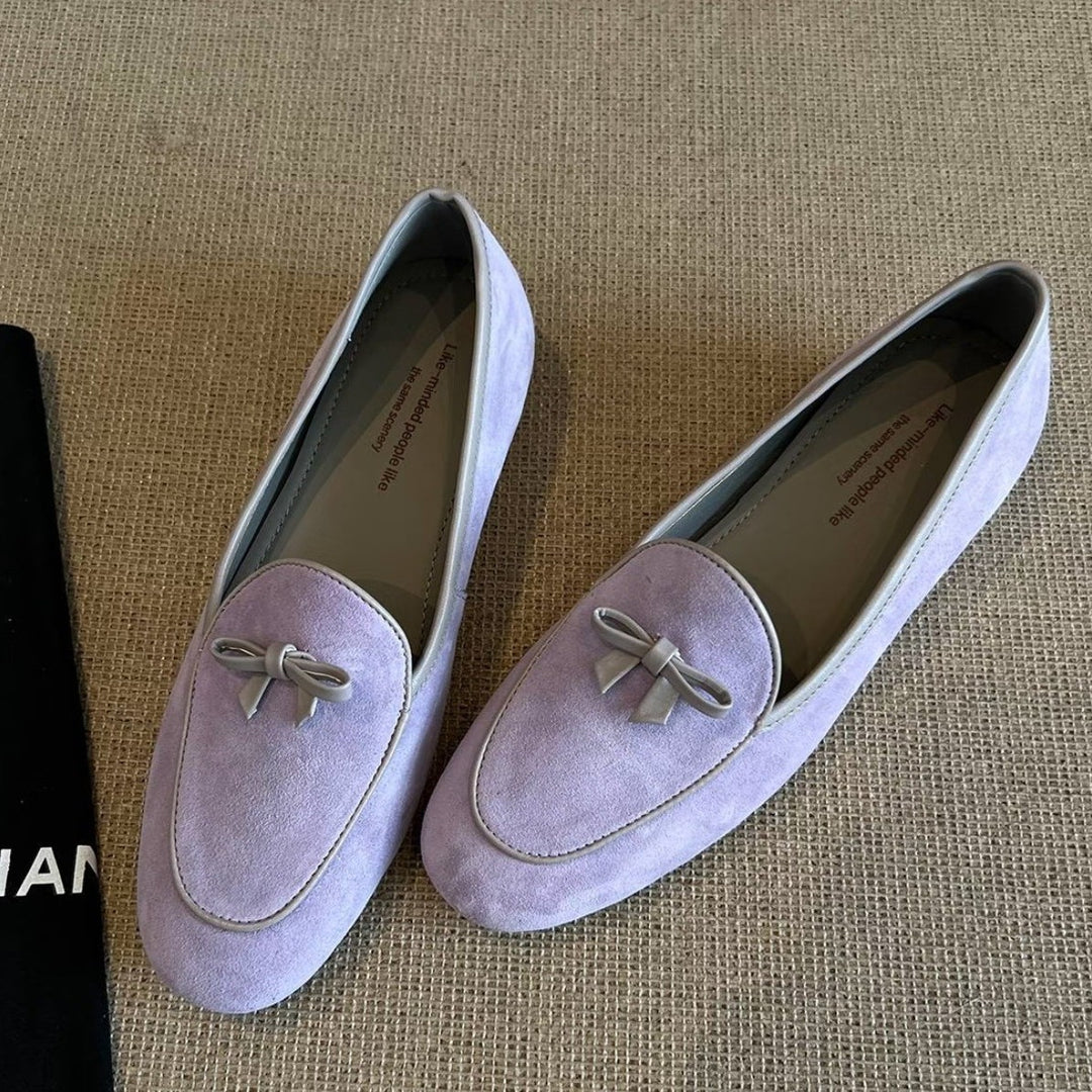 Damen Mokassins mit raffinierten Schleifenapplikationen und weichem Veloursleder EB