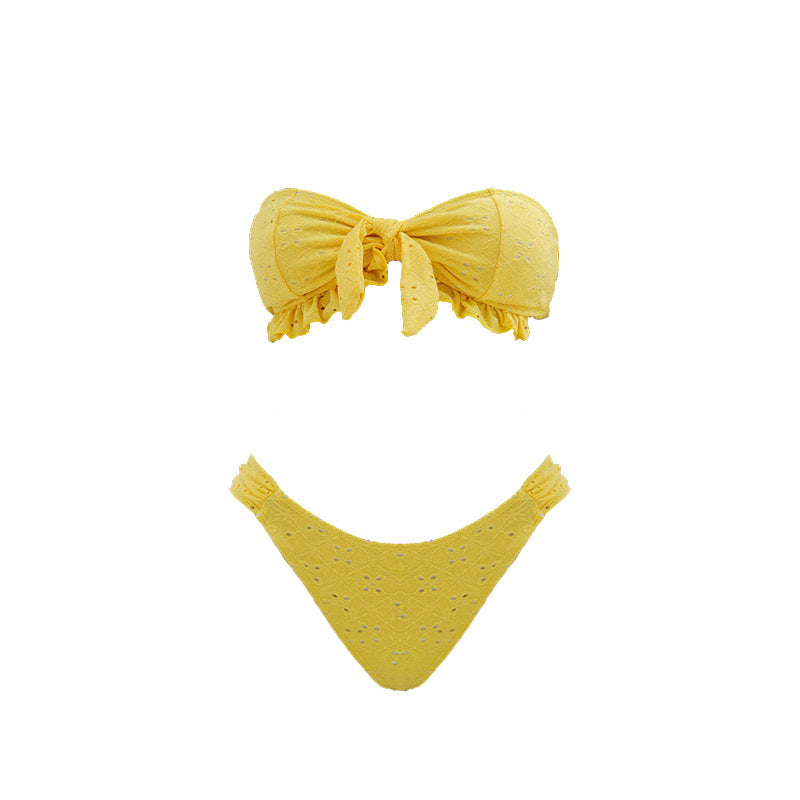 Damen Bandeau-Bikini mit verspieltem Rüschendesign EB