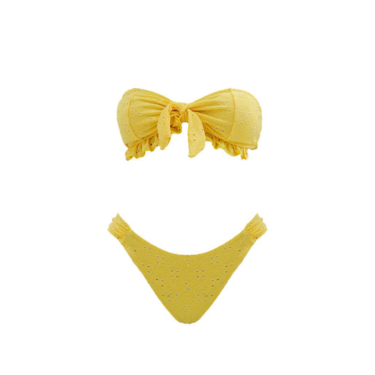 Damen Bandeau-Bikini mit verspieltem Rüschendesign EB
