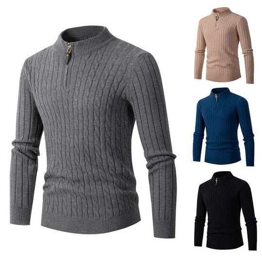 Herren Strickpullover mit hochschließendem Kragen EB