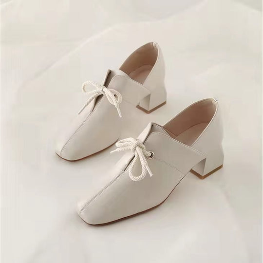 Damen elegante Schnürschuhe mit eckiger Zehenpartie und modischem Absatz EB