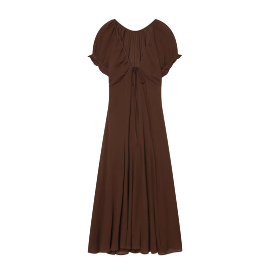 Damen Maxikleid mit fließendem Schnitt und verstellbarem Kordelzug EB