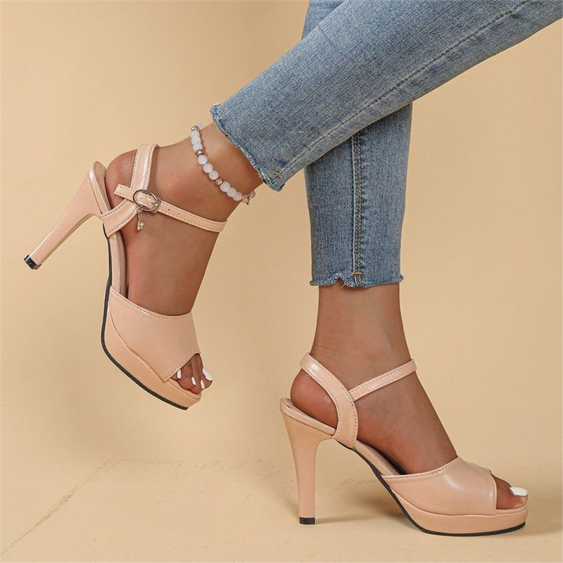 Damen Plateau-Sandalen mit eleganter Rollenschnalle EB