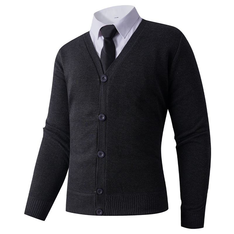Herren Strickjacke mit V-Ausschnitt und Knopfverschluss EB