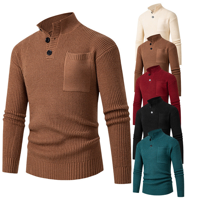 Herren Hochwertiger Pullover mit Modalmuster und Brusttasche EB