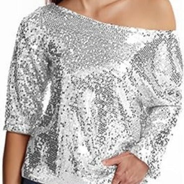 Damen Glitzernde Pailletten-Bluse EB