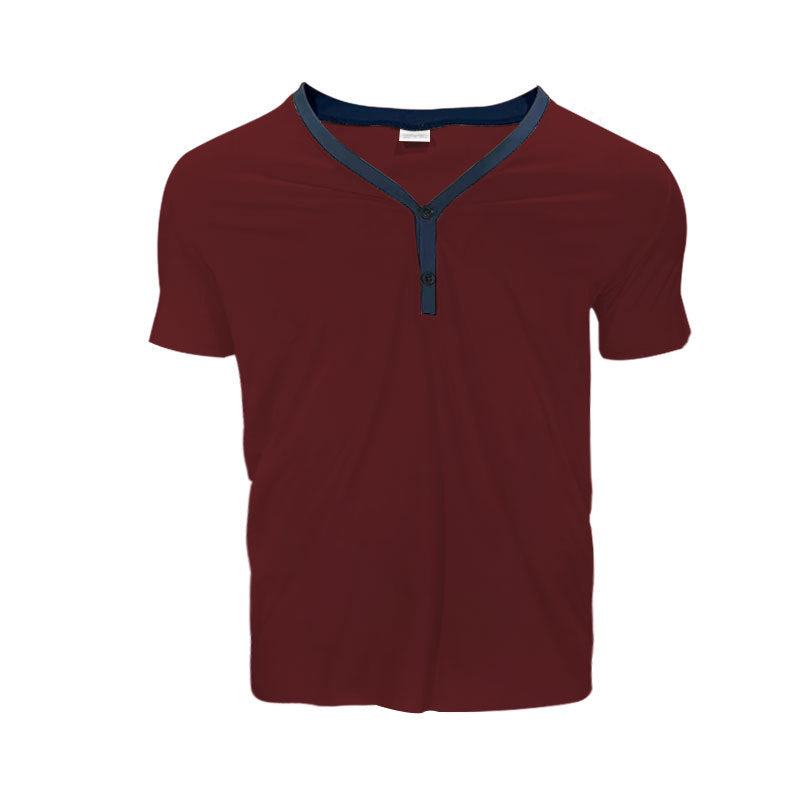 Herren Kurzarmshirt mit modernem V-Ausschnitt und Knopfleiste EB