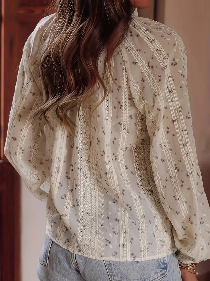 Damen bestickte Bluse mit eleganten Details EB