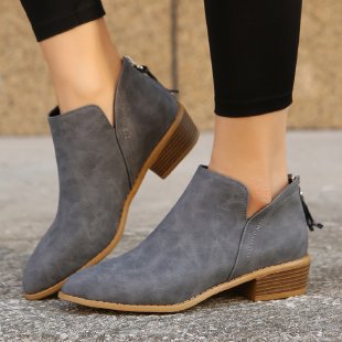 Damen modische Stiefeletten mit elegantem Reißverschluss und bequemer Sohle EB