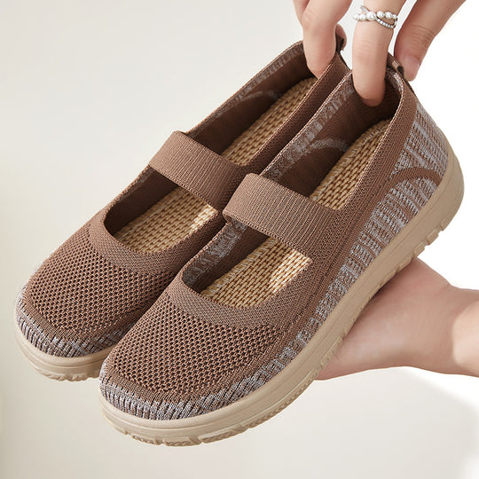 Damen Bequeme Slip-On Sportschuhe mit elastischem Riemen EB