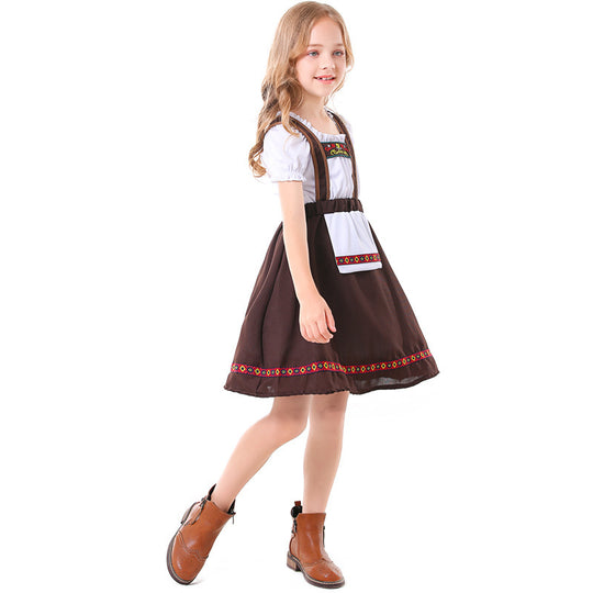 Damen nan traditionelles Mädchen-Dirndlkleid mit Schürze und dekorativen Stickereien EB