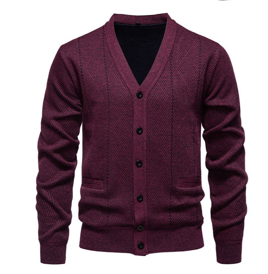 Herren modische Strickjacke mit einzigartigem Rautenmuster EB