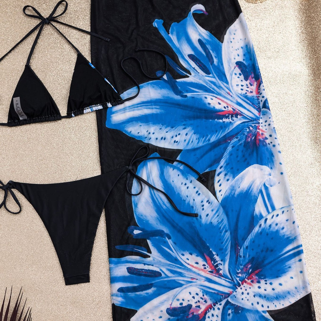 Damen eleganter Bikinis mit floralem Überwurf EB