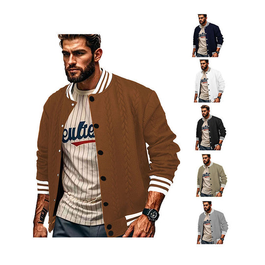 Herren Sportswear-Bomberjacke mit strukturiertem Design und Kontraststreifen EB