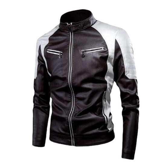 Herren Kunstleder-Pilotenblouson im Rennsportstil mit gesteppter Schulterpartie EB