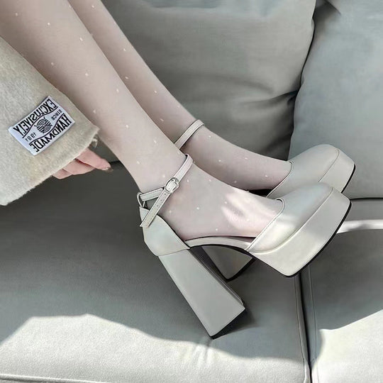Damen-Plateau-Absatzsandalen mit robustem Blockabsatz und verstellbarem Riemchen EB