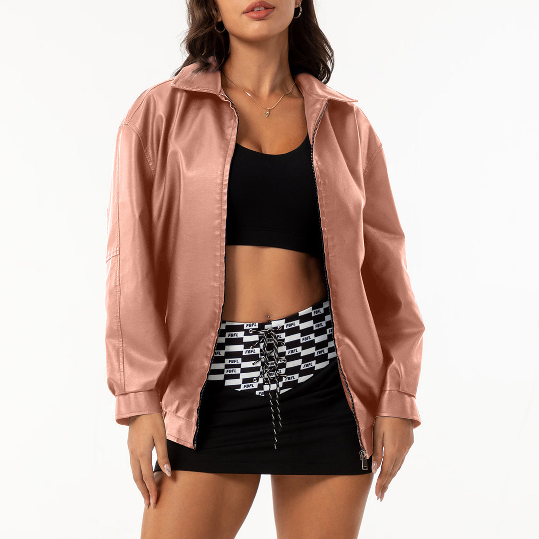 Damen lässige Satinjacke mit modernem Schnitt und praktischen Taschen EB