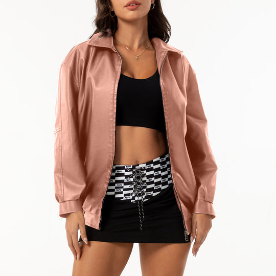 Damen lässige Satinjacke mit modernem Schnitt und praktischen Taschen EB