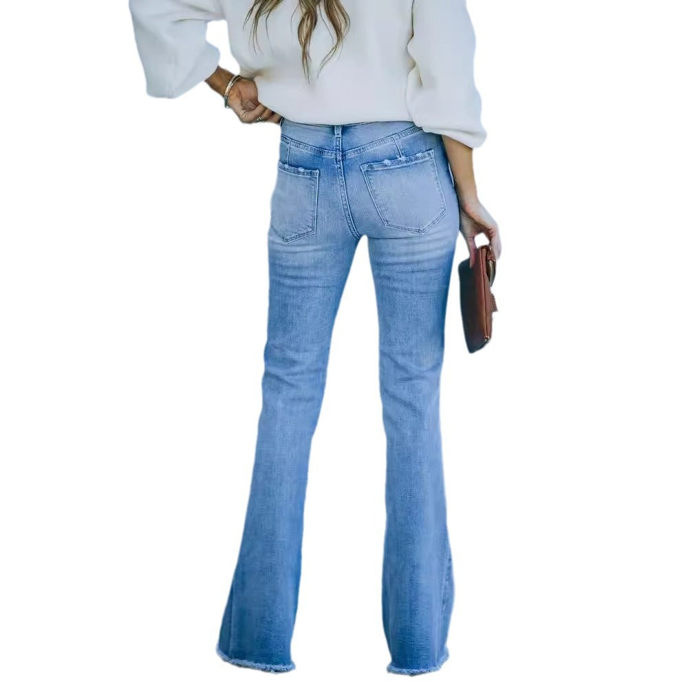 Damen Flared Jeans mit hohem Bund und elegantem Schnitt EB