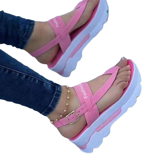 Damen modische Plateau-Sandalen mit verstellbarem Riemen EB