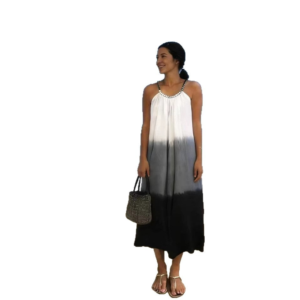 Damen Maxikleid mit plissiertem Oberteil und verziertem Träger EB
