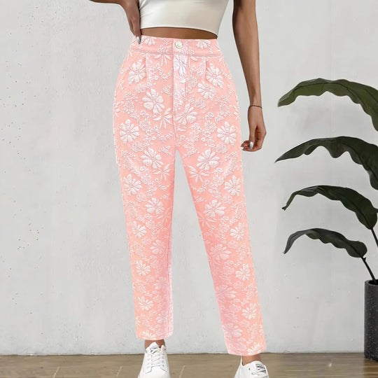 Damen Blumenmuster Hose im eleganten Casual-Stil EB