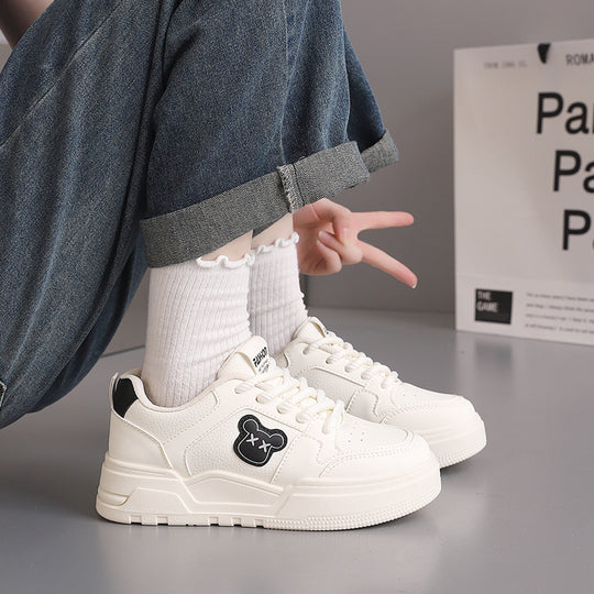 Damen Sneaker mit süßem Bärenmotiv und dicker Sohle EB