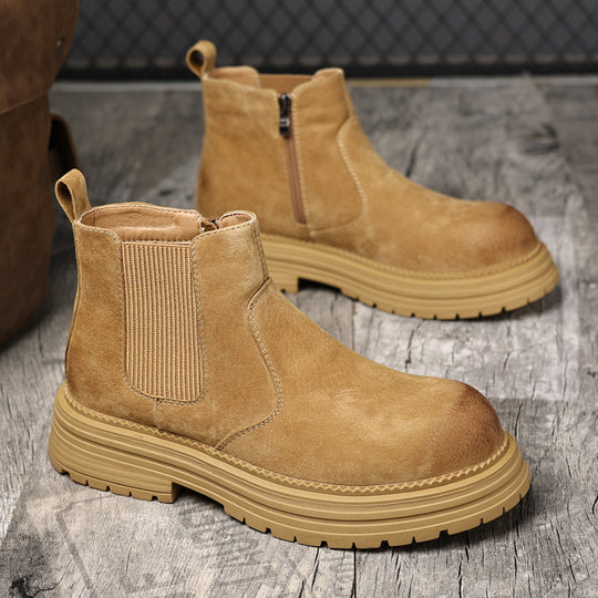 Damen Robuste Chelsea-Stiefel aus weichem Wildleder mit seitlichem Reißverschluss EB