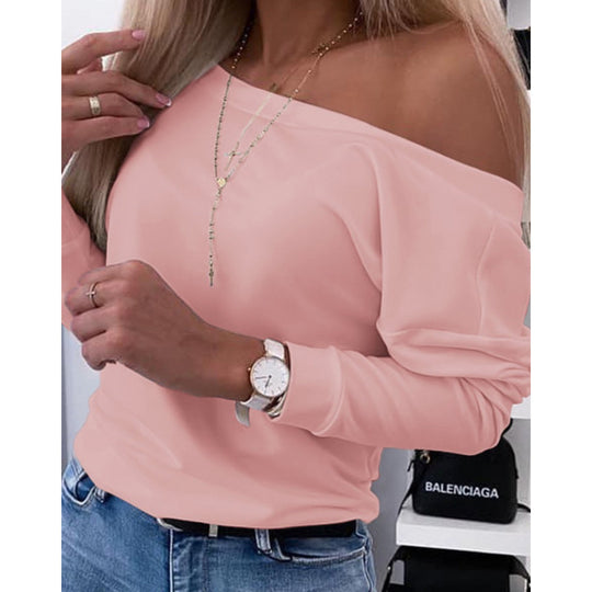 Damen Off-Shoulder Freizeit Pullover Top EB