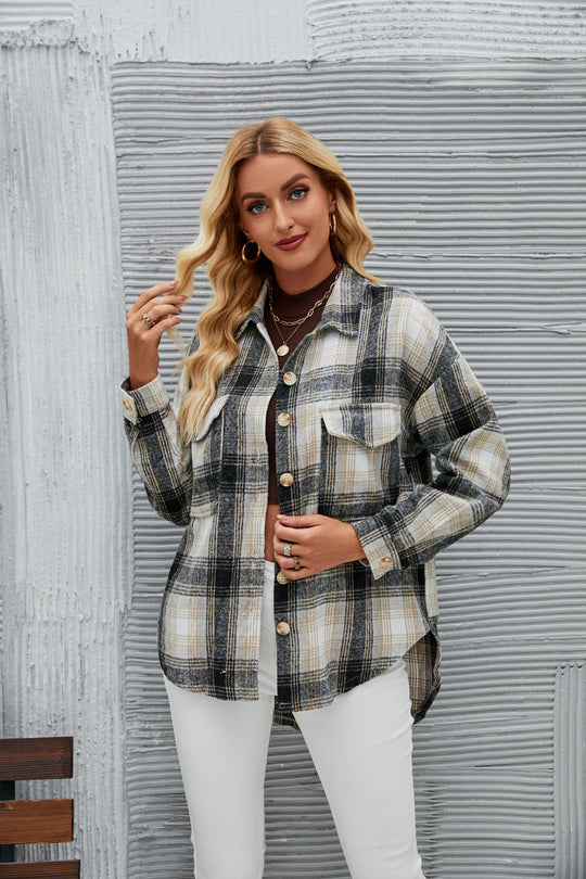 Damen Karierte Overshirt-Jacke aus weichem Flanell EB
