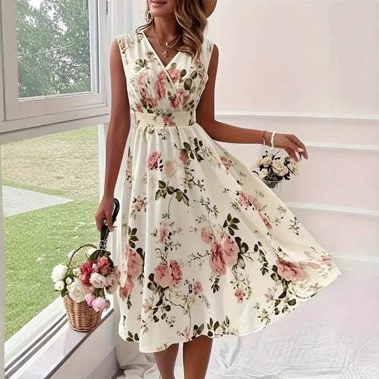 Damen Verspieltes A-Linien Kleid mit floralen Details EB