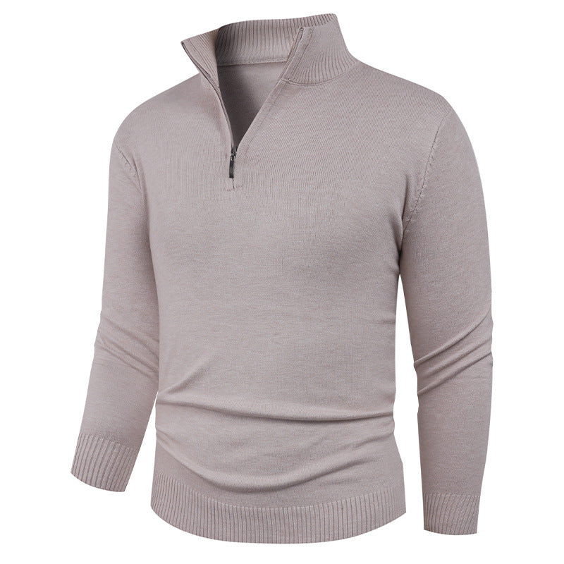 Herren Strickpullover mit hohem Kragen und praktischem Reißverschluss EB