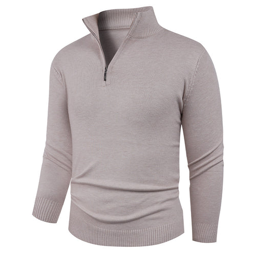 Herren Strickpullover mit hohem Kragen und praktischem Reißverschluss EB