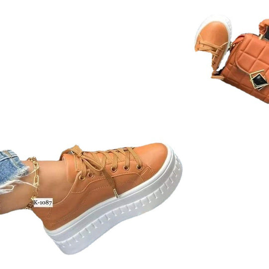 Damen modische Plateau-Sneaker mit veganem Leder und innovativer Dämpfung EB