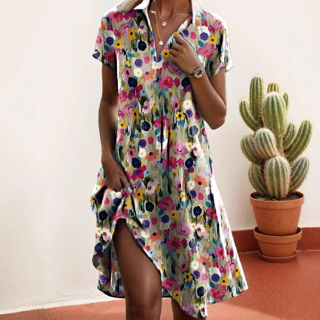 Damen Freizeitkleid mit floralem Design und asymmetrischem Schnitt EB
