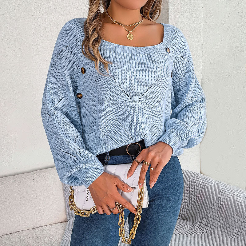 EB | Bequemer Einfarbiger Strickpullover Für Freizeit