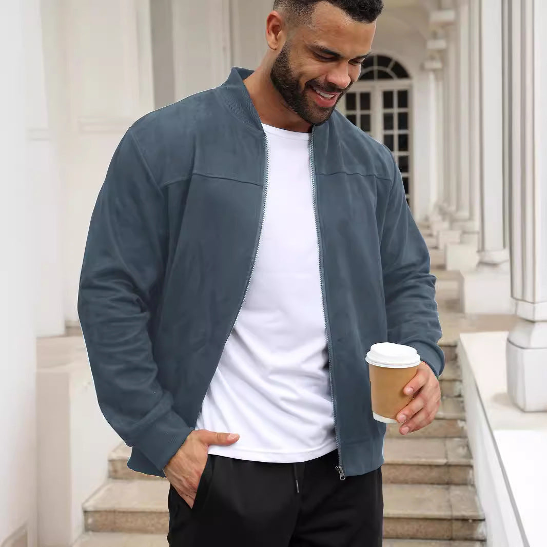Herren modische Jacke im sportlichen Suede-Look EB