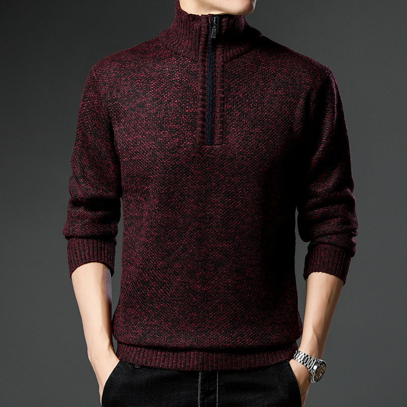 Herren modischer Pullover mit halb hochschließendem Reißverschluss und strukturiertem Design EB