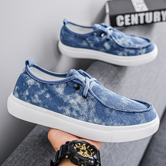 Damen lässige Slip-On Sneakers aus atmungsaktivem Denim mit elastischem Einschlupf EB