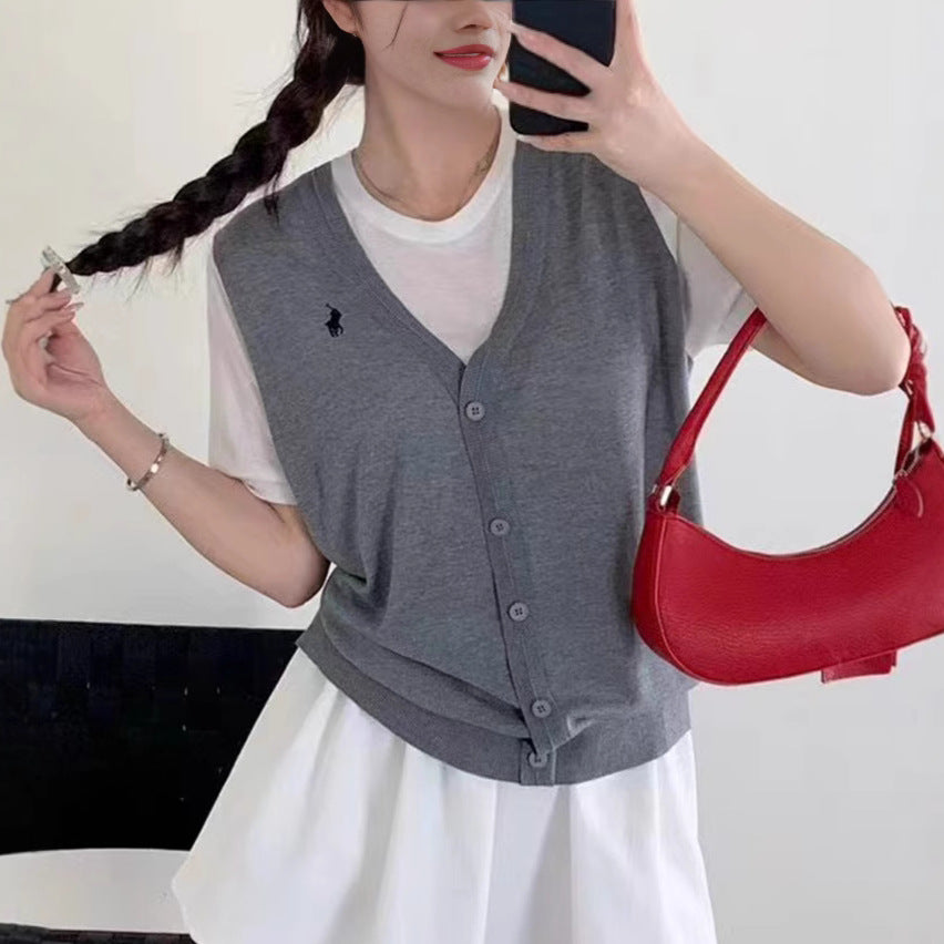 Damen Strickweste mit V-Ausschnitt EB