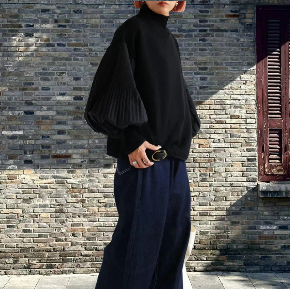 Damen Oversized Pullover mit strukturierten Puffärmeln EB