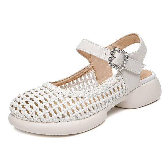 Damen Ballerinas mit modischem Netzdesign und eleganter Schmuckschnalle EB