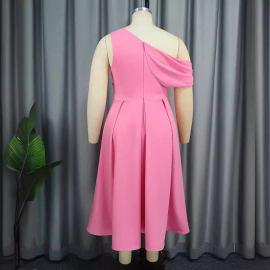 Damen Elegantes One-Shoulder Kleid mit Drapierungen EB