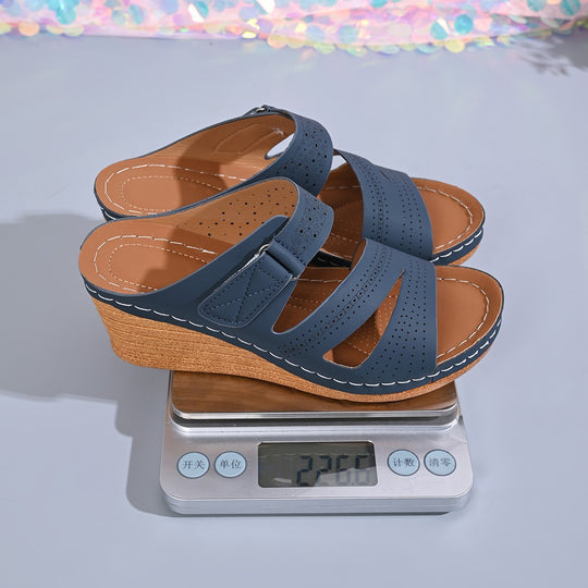 Damen Wedge-Pantoletten mit verstellbarem Riemendesign und anatomischem Fußbett EB