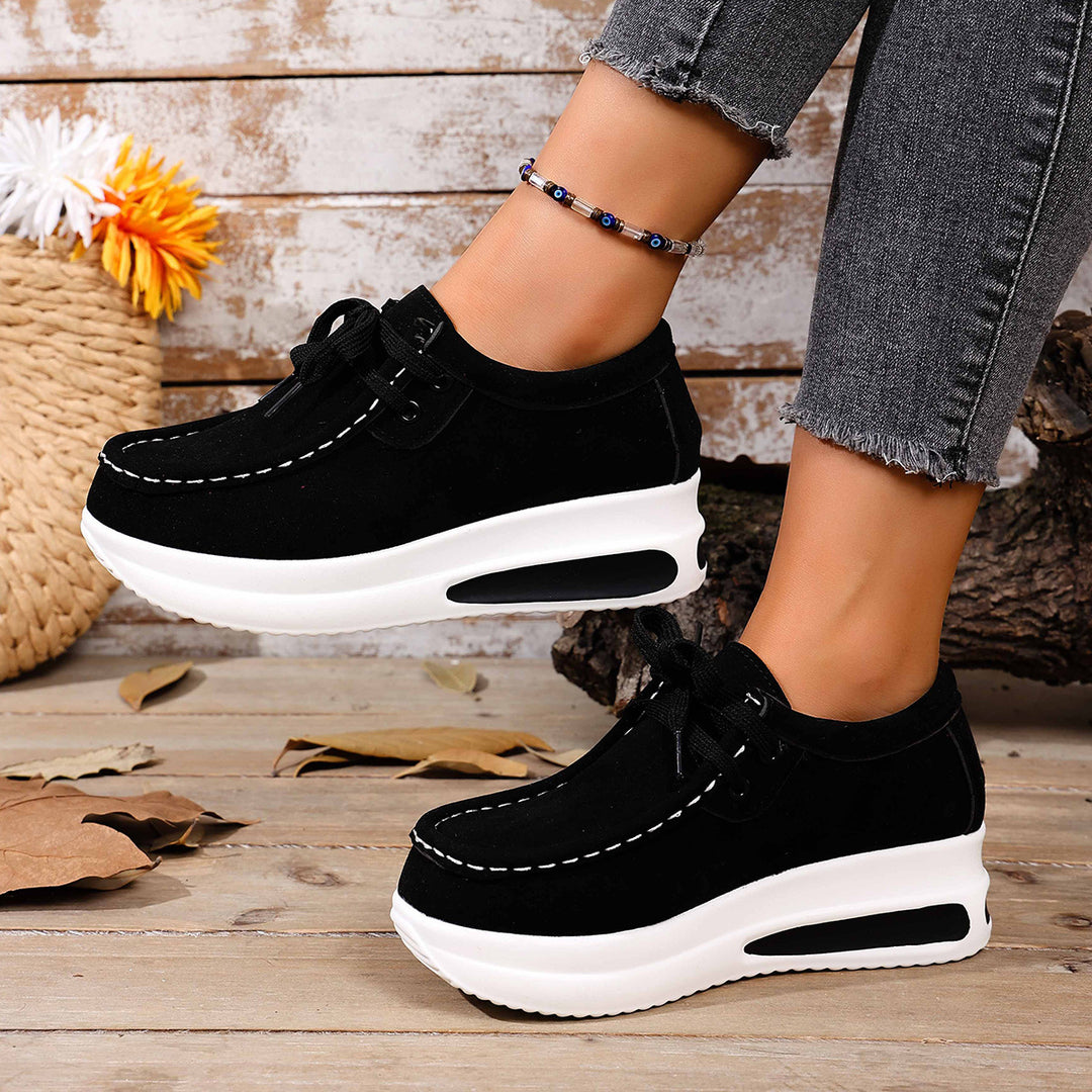 Damen modische Plateau-Sneaker mit komfortabler Sohle und atmungsaktivem Obermaterial EB