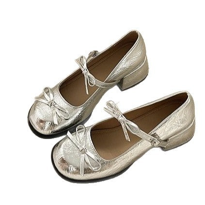 Damen elegante Ballerina-Pumps mit modischen Riemchen und dekorativen Schleifen EB